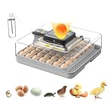 SylvanSparkKitchen 48 Egg Incubator for Hatching Eggs Auto Turning Digital Temp/Humidity Display Built-in Candler & Water Refill LED Candler for Chicken Duck Quail Birds