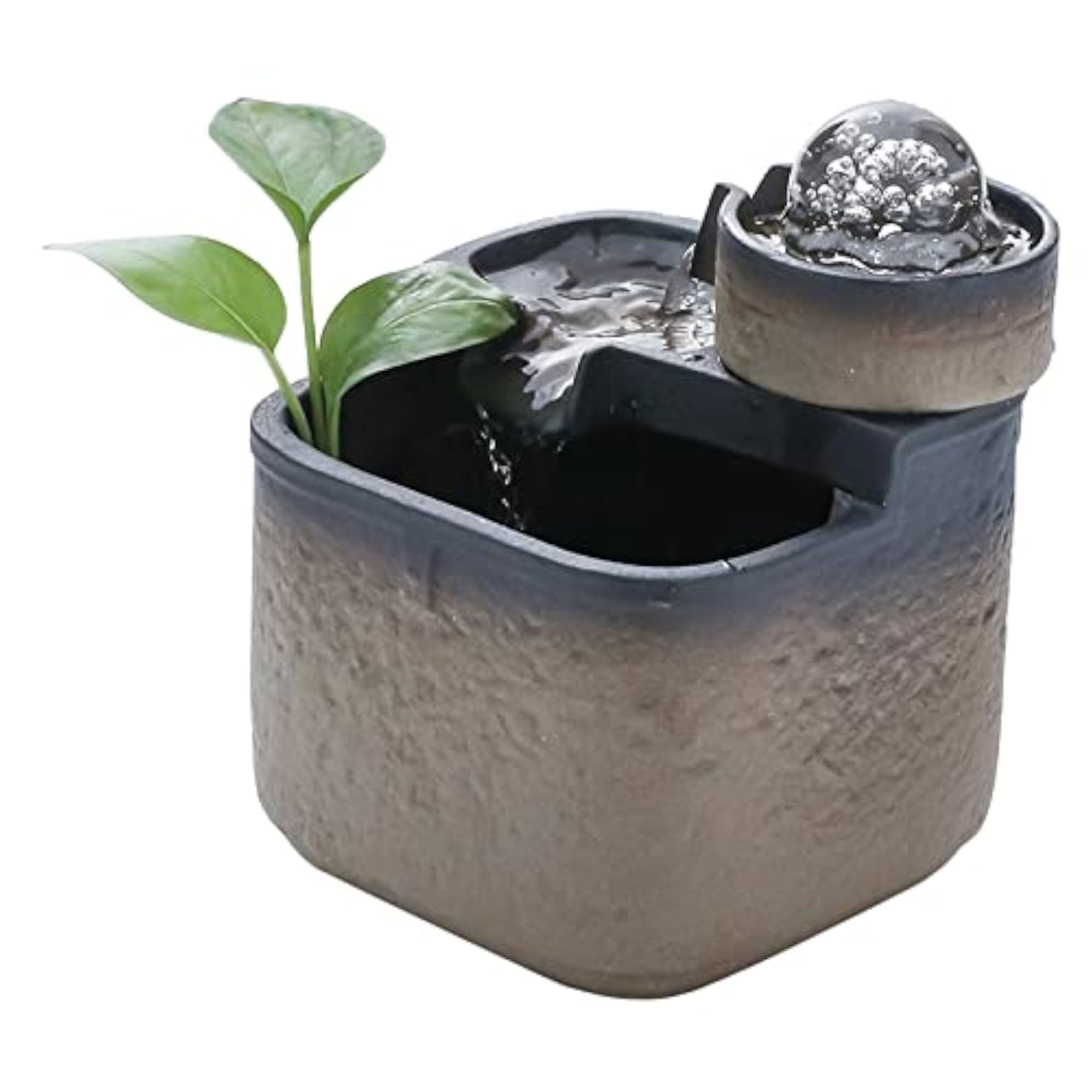 Indoor Waterfall Feature Tabletop Fountain with Rolling Ball Brown