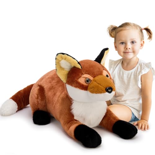 BENINY Giant Red Fox Stuffed Animal 30 Inch, Big Realistic Stuffed Foxes Plush Toy, Fluffy Toy Birthday Gifts for Kids - Sweet Companion