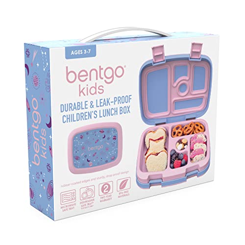 Bentgo® Kids Prints Leak-Proof, 5-Compartment Bento-Style Kids Lunch Box - Ideal Portion Sizes For Ages 3 To 7 - Bpa-Free, Dishwasher Safe, Food-Safe Materials - 2022 Collection (Lavender Galaxy) #TOP7
