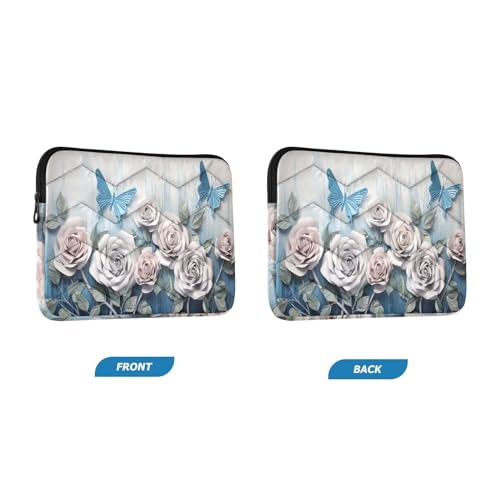 Funda para portátil 13-14 pulg. con diseño de rosas blancas miniatura 2