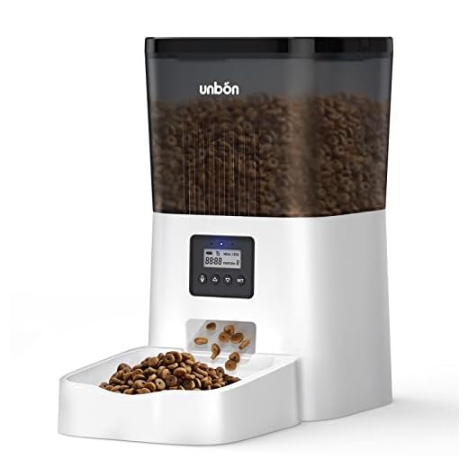 UNBON Distributore Cibo Gatti Automatico Dispenser Cibo Gatti Automatico Timer Programmabile 4 Pasti al Giorno Controllo delle Porzioni e Registrazione Vocale Mangiatoia Automatica per Gatti e Cani 4L