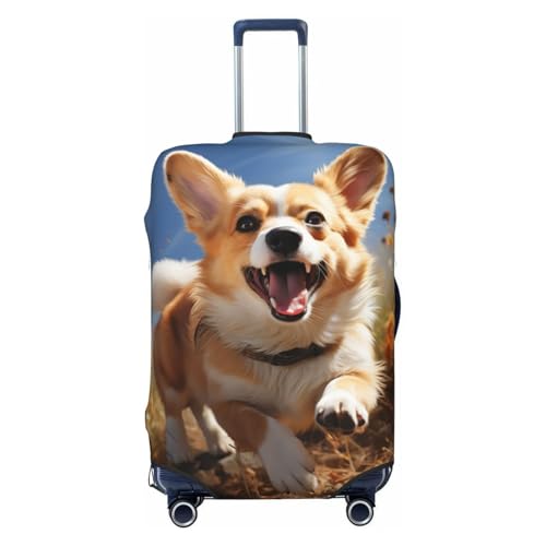 Luggage Cover for Travel Elastic Suitcase Cover Running Corgi Luggage Covers Fashion Suitcase Protector Thickened Baggage Cover Dustproof Suitcase Sleeve Fits 18-32 Inch Luggage