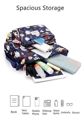Floral Crossbody Bag for Women, Multi-Pocket Shoulder Purse Travel Handbags Messenger Bags4