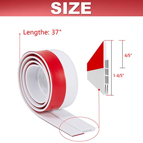 Suptikes 2 Pack Door Draft Stopper，Door Sweep For Exterior & Interior Doors,Door Bottom Seal Dust And Noise Insulation Weather Stripping Draft Guard Insulator, 1-4/5" W X 37" L,White #TOP4