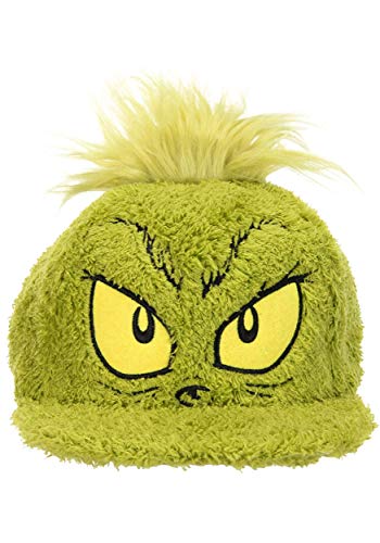 elope Dr. Seuss The Grinch Adjustable Hat | Fuzzy Grinch Christmas Party Hats Green Fur Hair Costume Snapback Cap Standard