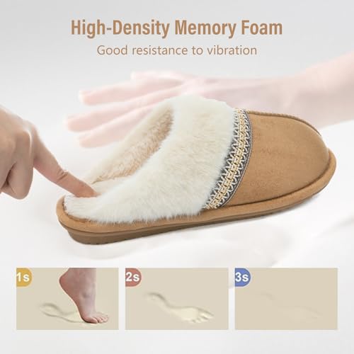 Fuzzy Slippers for Women with Memory Foam Warm Winter Suede House Slippers Indoor Outdoor Gifts For Women Faux Fur Anti-Skid4