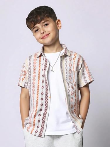 Image of TAGAS Toddler Boys' Striped Short Sleeve Casual Vacation Shirt|Polyester|Regular Fit