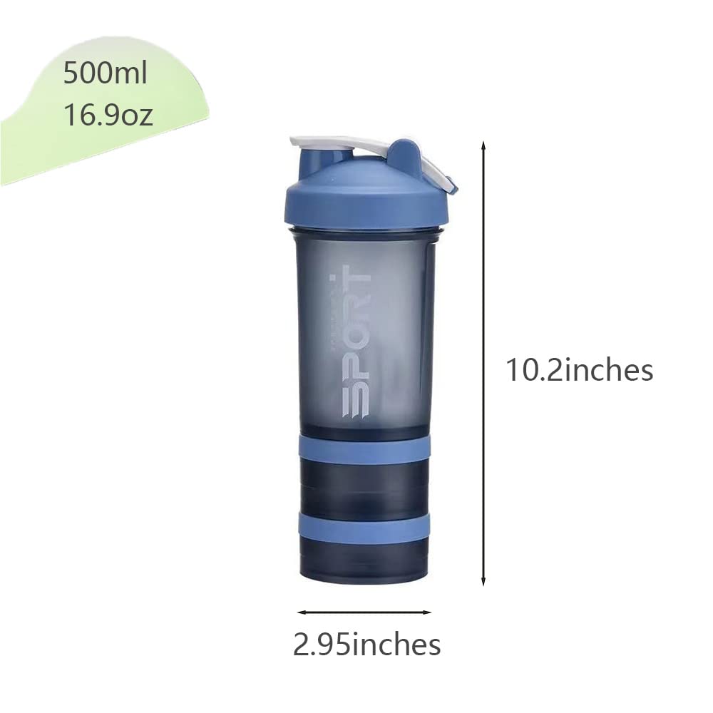 Khanjuan 16.9 oz Shaker Bottle, Great for Protein Shakes and Pre-workout, Shaker Cup for Protein Shakes, Fitness Sports Water Cup (Blue)