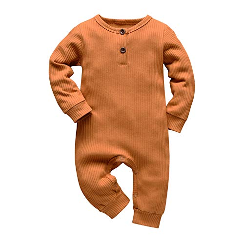 Image of Eghunooy Baby Boy Girl Solid Color One Piece Romper Jumpsuit Outfits Clothes