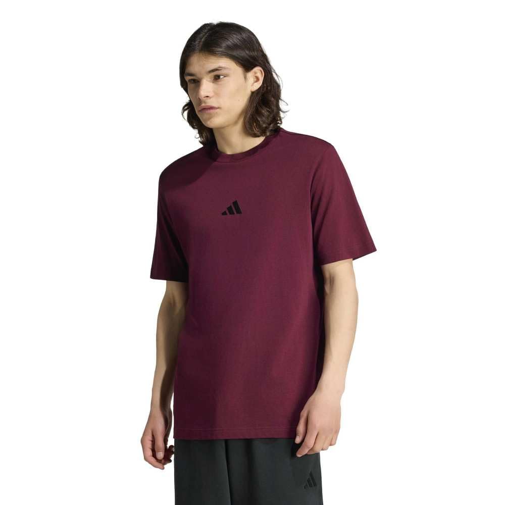 adidas Herren Essentials Small Logo Single Jersey Shirt, Maroon/Black, M