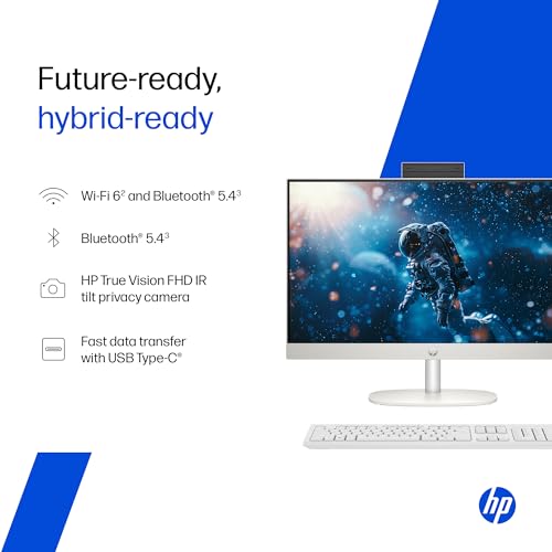 Image of HP All-in-One, AMD Ryzen 5 7520U (16GB LPDDR5, 512GB SSD) IPS, Three-Sided, Micro-Edge, Anti-Glare, FHD, 23.8''(60.5 cm), Win 11 Home, Office 24, 5.27kg, FHD IR Camera, 24-cr0271in