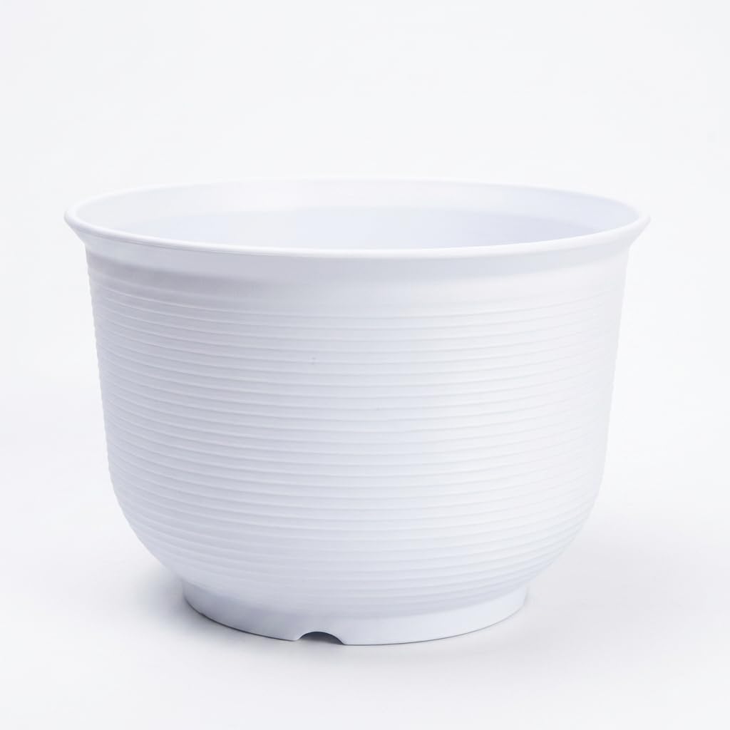 Pot de fleur en plastique blanc avec soucoupe intégrée pour plantes de maison