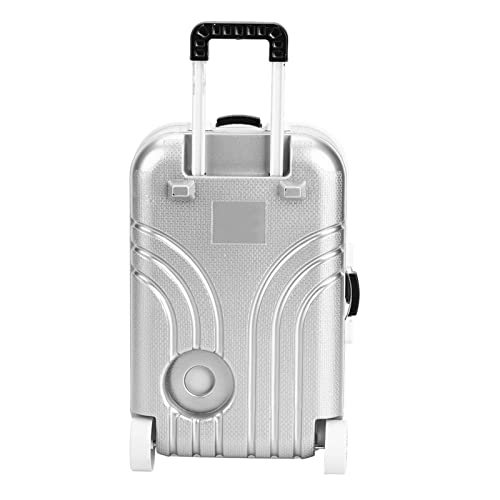 Salalis Baby Suitcase Toy Cute Plastic Dolls Travel Suitcase Mini Size Trolley Case Carry On Luggage Simulation Rolling Suitcase Toy(Silver) #TOP7