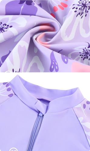 Girls Swimsuit Girls One Piece Skirted Swimsuit Short Sleeve Floral Rash Guard Bathing Suit Swim Dress Swimwear3
