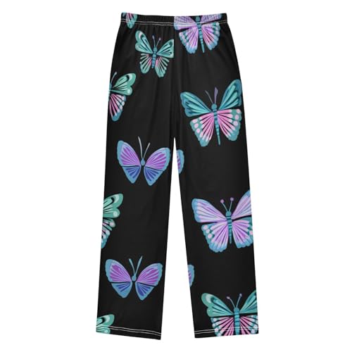 Butterfly Pattern Boys Long Pants Soft Trousers Elastic Waist Kids Lounge Bottoms with Pockets S-XL2
