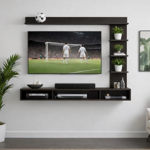 ClufRox 48 inch Base MDF C Shaped Wall Mounted TV Unit, Floating Cabinet Suitable for Upto 48 inches Smart tv (C Style Cabinet, Dark Wenge)