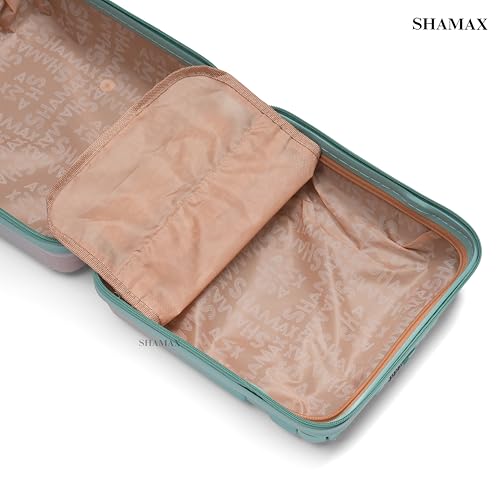 Image of SHAMAX Hard Shell Vanity Box for Women | Makeup Organizer Case with TSA Lock, Spacious Storage & Travel-Friendly, Wedding Gift | Cosmetic & Jewellery Storage Box (28x16.5x30cm) Mint Green