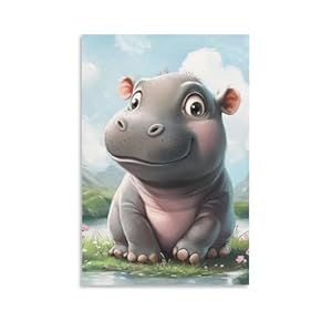 DNAVSOETR Nilpferd Wandbild Leinwanddruck 08x12inch