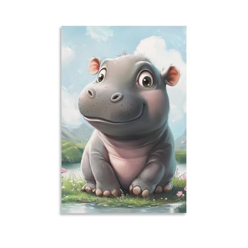 Peinture sur toile hippopotame décoration intérieure chambre
