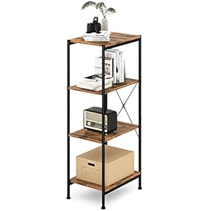 Étagère Rangement 3 Niveaux Étagère Étroite Étagères Verticales Métalliques Étagère Salle de Bain Économiser de l’espace Étagère Plante pour Cuisin Chambre Salon Balcon Bureau Noir Acier + Bois