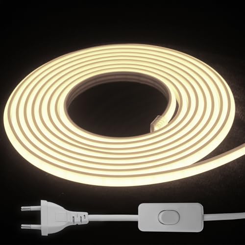 STHomedeco Tira LED COB - Striscia Adesive 220v Da Interno Esterno Impermeabile, Alta LuminositÃ Striscia IP65, Strip LED per Commerciale, Camera da letto (Bianco Caldo 3000k, 3M)