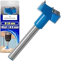 Forstnerbohrer Ø 15 mm mit Schaft 93,5 x Ø 8 mm - Holzbohrer aus Hochfestem Stahl 88 HRC mit Hartmetallschneiden - MONTERAL