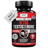 Kaya Naturals UltraTest- Men's T Booster with Tongkat Ali, Horny Goat Weed, Tribulus - Natural Workout Supplement for Energy, Stamina, and Strength Booster - 180 Count