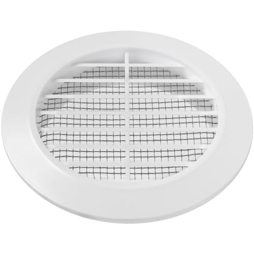 Vent Systems 5 Stück 80 mm Weiß Lüftungsabdeckung – Runde Lüftungsschlitze – Grillabdeckung – Integrierter Insektenschutz – HVAC-Lüftungsöffnungen für Badezimmer, Heimbüro, Küche
