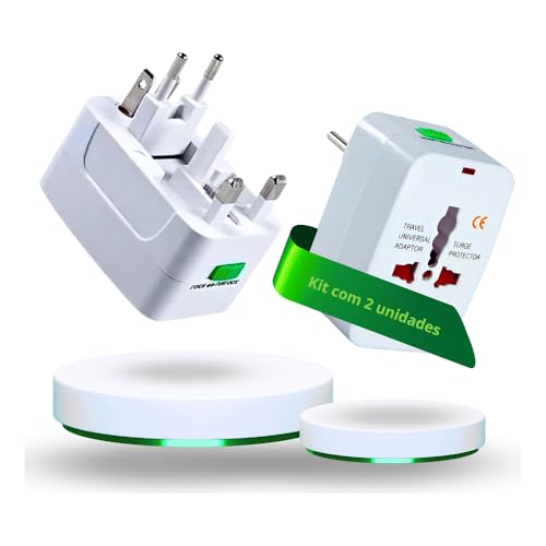 Kit 2 Adaptadores Tomada Universal Linha Premium Padrão Internacional Adaptador Mais de 150 Países P