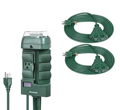 Dewenwils Outdoor Mechanical Power Stake Timer, 15 Ft Outdoor Extension Cord For Halloween Decorations, #TOP7