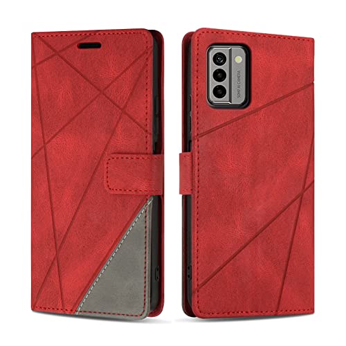 SONWO Coque pour Nokia G22, Protection Housse Etui en Cuir PU Portefeuille Livre pour Nokia G22, Emplacements Cartes, Fonction Support, Rouge