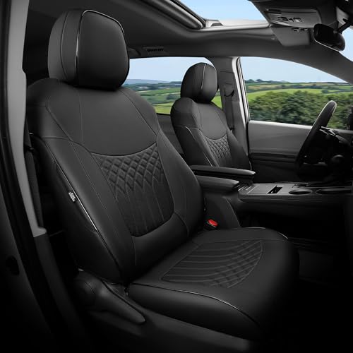 FEINEPRO Customized for Toyota Sienna Seat Covers 2021-2024 Sienna 7 Seats 3 Row, Leather Car Seat Covers Waterproof Seat Covers Full Set for Cars, Car Seat Protectors, Airbag Compatible(Black)