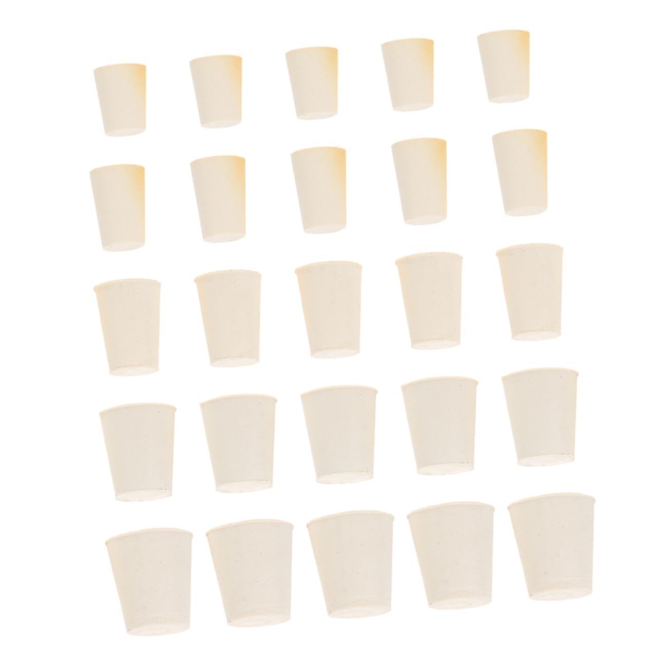 50pcs Solid Rubber Stopper Tapered Flask Sealing Plug Lab Tube Stopper White Tapered Cap Sealing