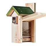 3/4 Thick Cedar Bird Houses with Metal Predator Guard, Nesting Box Birdhouse for Easy Cleaning, Bird Box for Outdoor Swith Viewing Window, Outdoor Wild Bird Watching, Swallow Wren Chickadeeβ¦