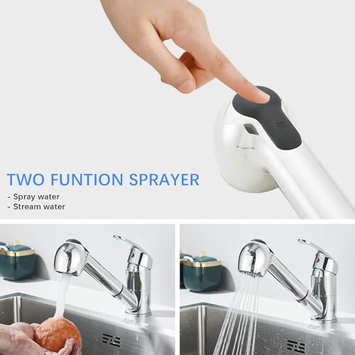 Robinet de cuisine extensible en acier inoxydable chromé haute pression - 5