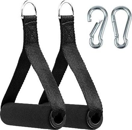 Dinetic Nylon Handle Cable Machine Attachment Resistance Band Handle with S Lock (2 Pcs) Multi-Training Bar ()-image-38