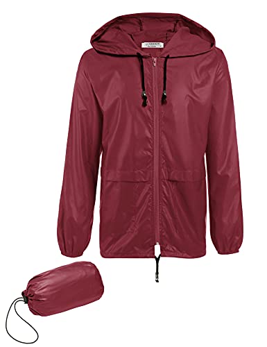 Veste de pluie homme imperméable pliable légère rouge vin XX-Large