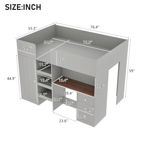 Ballcastfullsizeloftbedwithbuiltinwardrobedesksturdywoodbedframewstorageshelvesdrawersspacesavingeasyassemblycompactbedroomfurnituresetforboysgirlsteensgrey  Urban Country Home Decor Ball cast full size loft bed with built in wardrobe desksturdy wood bedframe wstorage shelves drawersspace savingeasy assemblycompact bedroom furniture set for boys girls teensgrey  urban country home decor