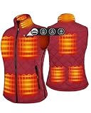ARRIS Women`s Heated Vest, Size Adjustable 7.4V Electric Warm Vest with Battery Pack Red