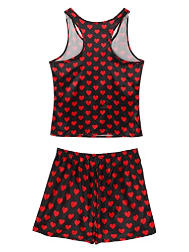 Men's Silk Satin Pajamas Set Racerback Tank Top with Boxer Shorts Sleepwear Loungewear Outfit2