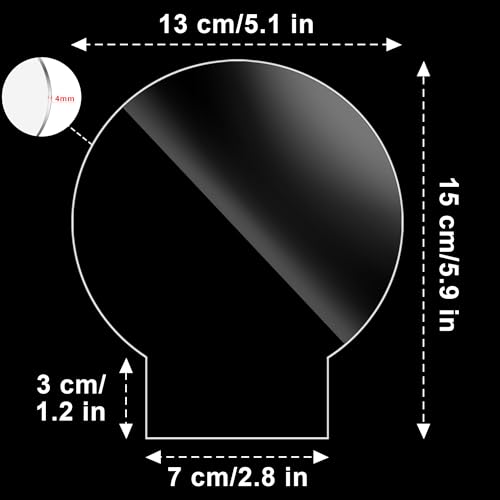 Image of 12 Pcs 5.9 inch x 5.1 inch Round Clear Cast Acrylic Sheets for LED Light Base Clear Plexiglass with Protective Film 4 mm Thick for LED Signs & Day DIY Crafts