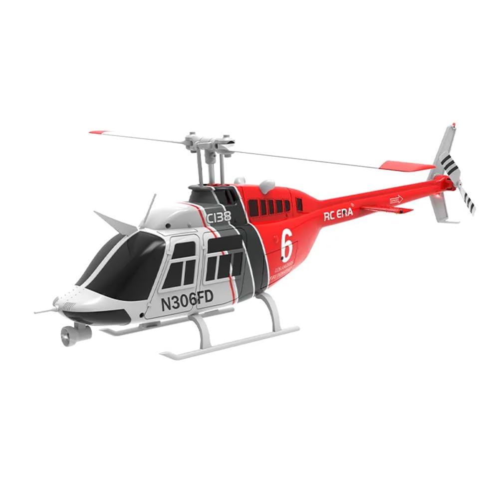 Torcster Hubschrauber Bell 206 Jet Ranger rot-Weiss 6G 312mm RTF 2,4G Ferngesteuert 3D Anfänger Indoor Heli