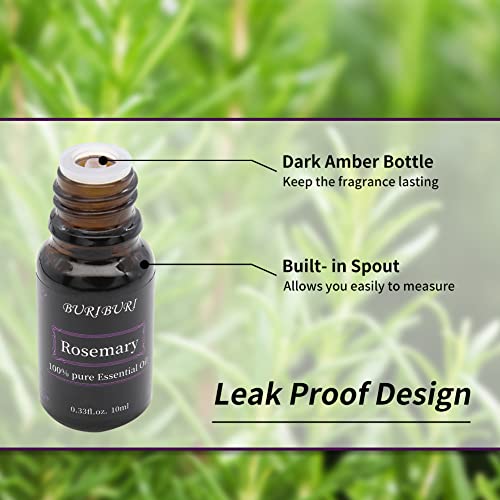 Image of BURIBURI Rosemary Essential Oil 100% Pure, Undiluted, Natural, Organic Aromatherapy Rosemary Oil Essential Oils 10ML