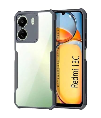 Amazon Brand Solimo Shockproof Crystal Clear Back Cover for Redmi 13C 4G | 360 Degree Protection | Transparent Redmi 13C 4G Back Cover Case (PC & TPU, Black Bumper) (B0CY9G28DX) Amazon Price History, Amazon Price Tracker