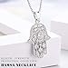 Aniu 925 Sterling Silver Necklace for Women, Hamsa Hand of Fatima Evil Eye Pendant with Cubic Zirconia, Comes with Black Jewelry Gift Box and 18 Inch Chain