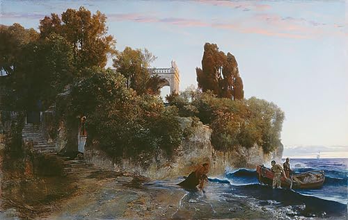 Tableau Impressions d'art Mural Château d'Arnold Böcklin Vintage 60x90cm