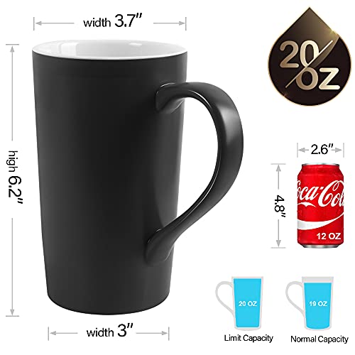 Harebe 20 Oz Large Coffee Mugs, Smooth Ceramic Couple Cup For Office And Home, Men, Dad, Big Capacity With Handle Cups, Set Of 2, Black #TOP1