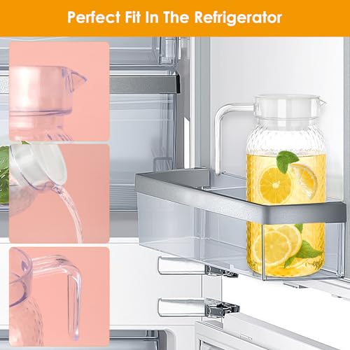 2 Pack 1L Acrylic Pitcher, Water Jug with Lid, Water Jug for Fridge Transparent Juice Pitche, BPA-Free & Shatter-Proof Beverage Pitcher Plastic Juice Container for Hot/Cold Ice Tea Coffee Milk - Image 5