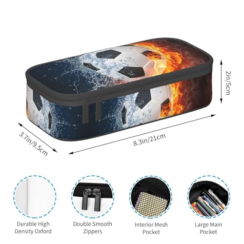 Image of Soccer Ball Cool Sport Pencil Case Big Capacity Storage Pencil Pouch Stationery Bags With Zipper Portable Pen Holder Box Organizer For Boys Girls Teens Student College School Office Supplies